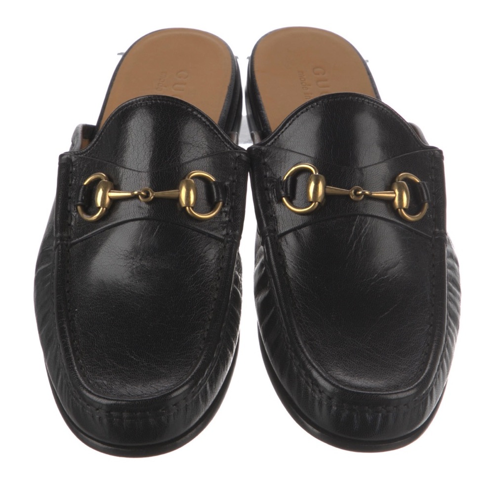 Gucci Horsebit Black Leather Slippers - Picture 3 of 5